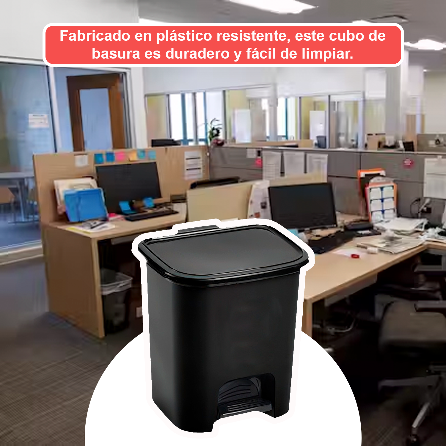 Cubo Basura Plastico Apertura Pedal 7.5 Litros  Negro