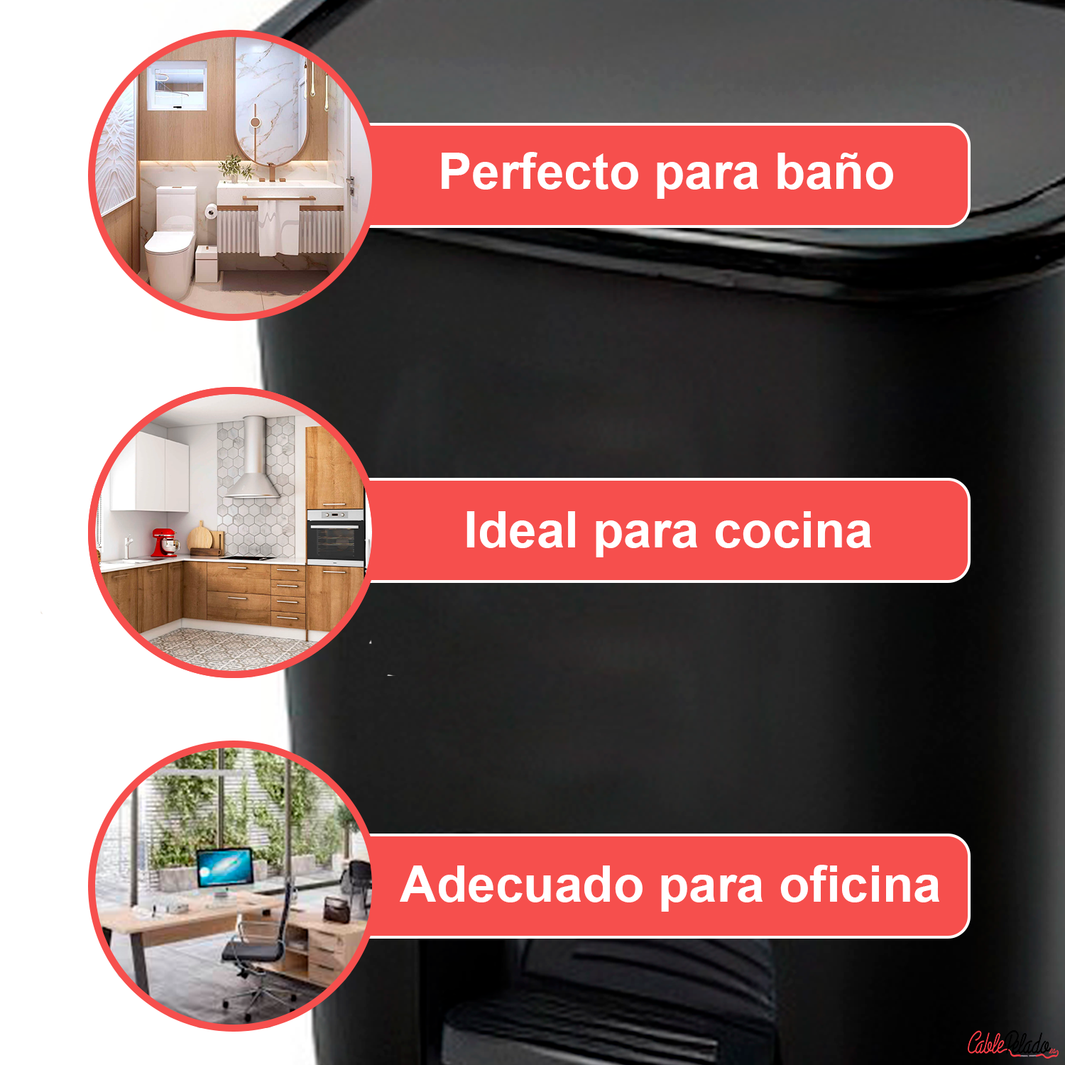 Cubo Basura Plastico Apertura Pedal 7.5 Litros  Negro