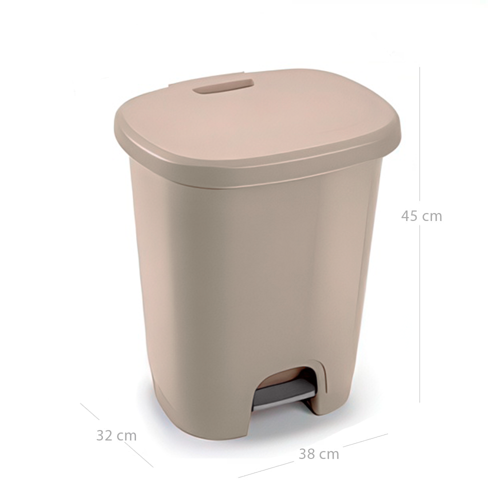 Cubo Basura Plástico Apertura Pedal Moderno 27 Litros Beige