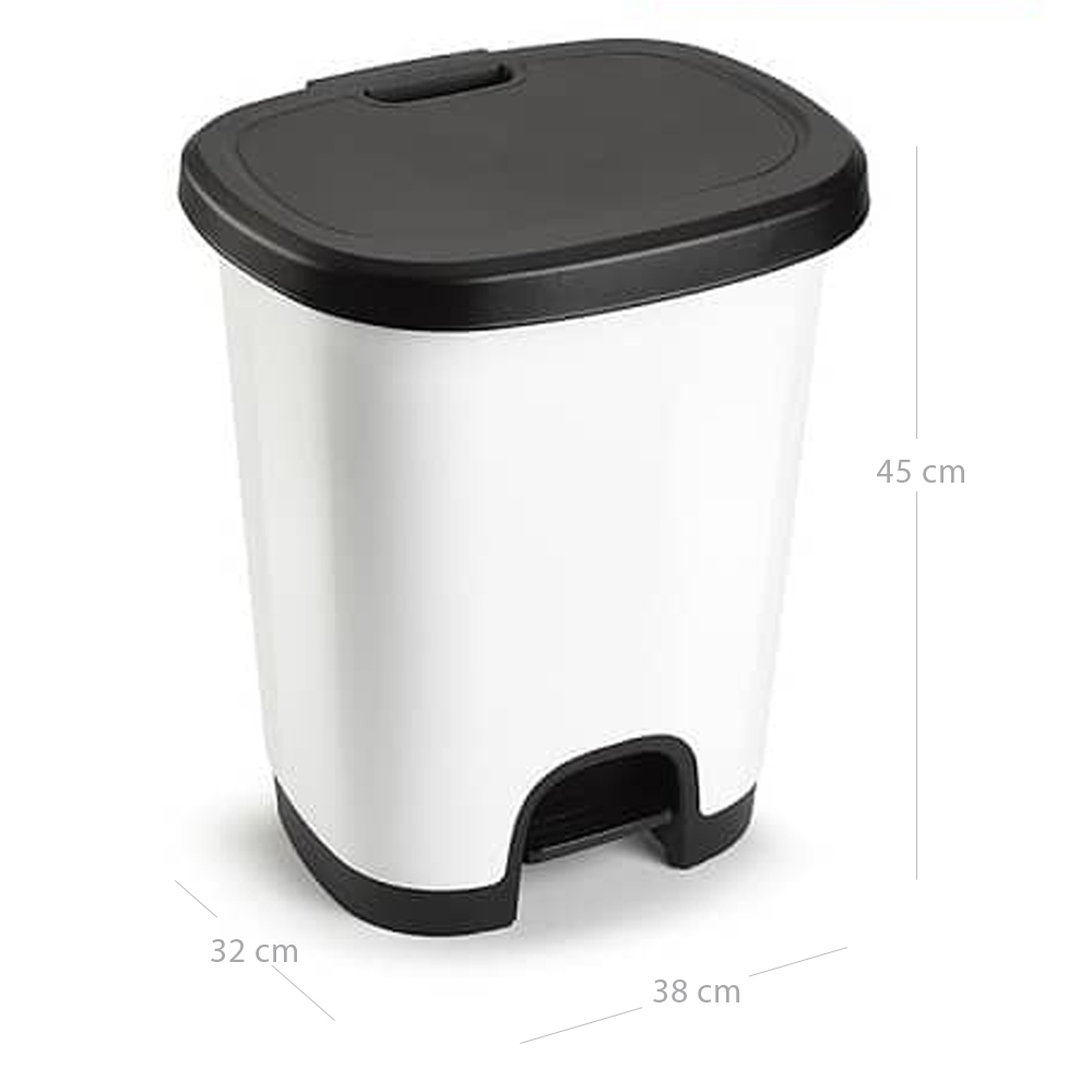 Cubo basura plastico apertura pedal moderno 27 Litros Blanco