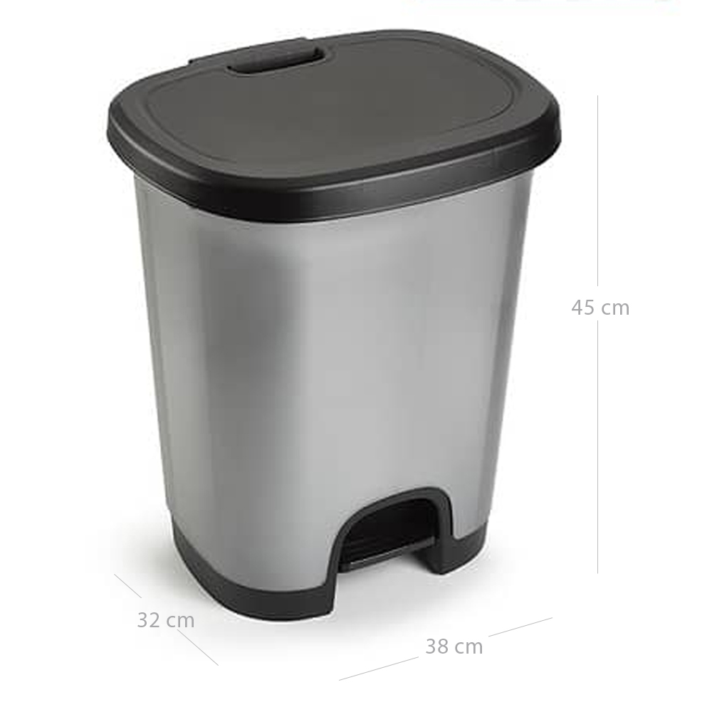 Cubo basura plastico apertura pedal moderno 27 Litros Gris