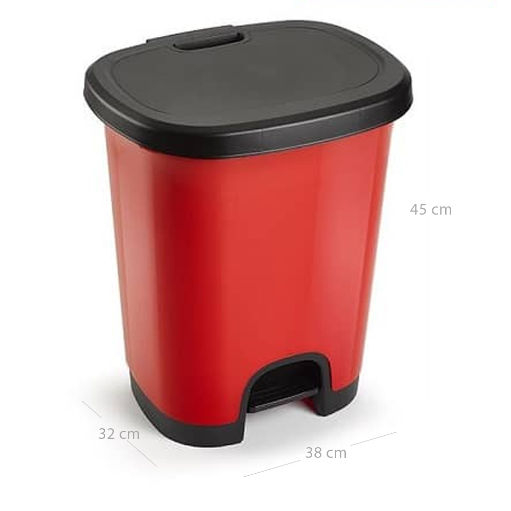 Cubo basura plastico apertura pedal moderno 27 Litros Rojo