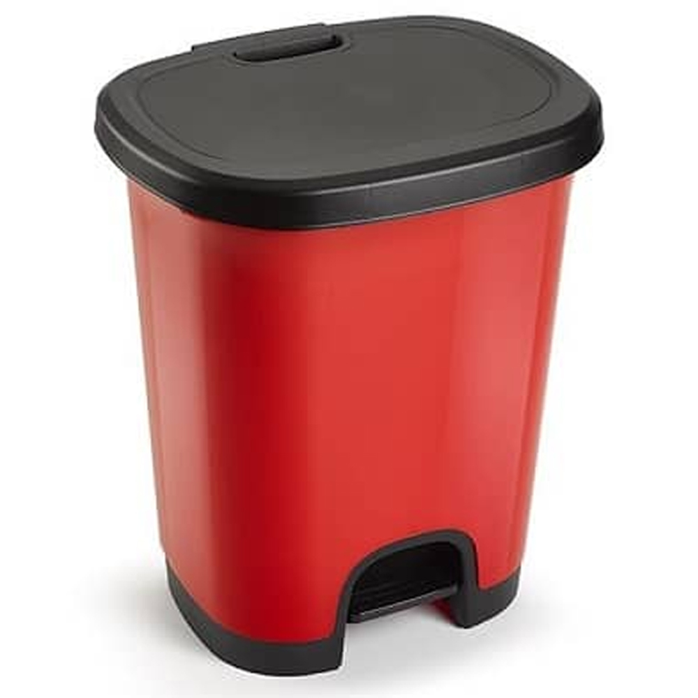 Cubo basura plastico apertura pedal moderno 27 Litros Rojo