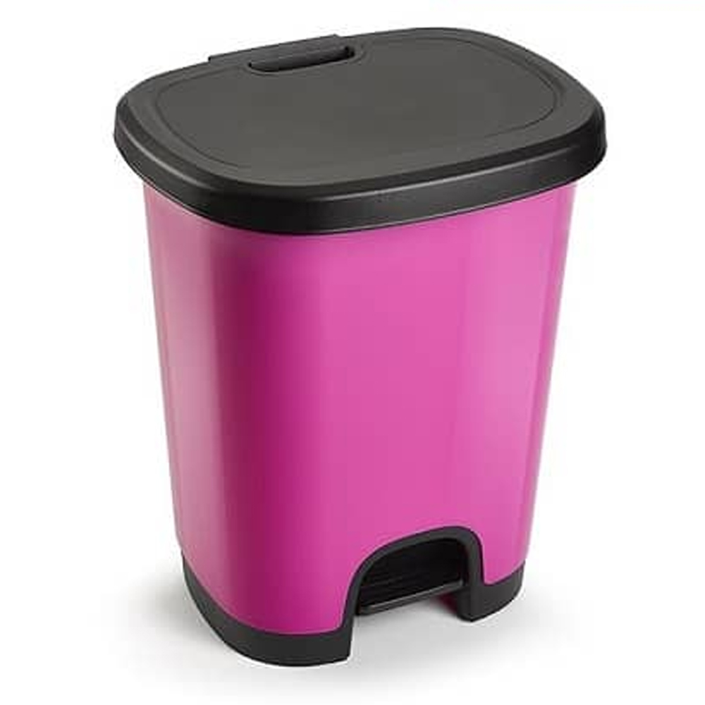 Cubo basura plastico apertura pedal moderno 27 Litros Rosa