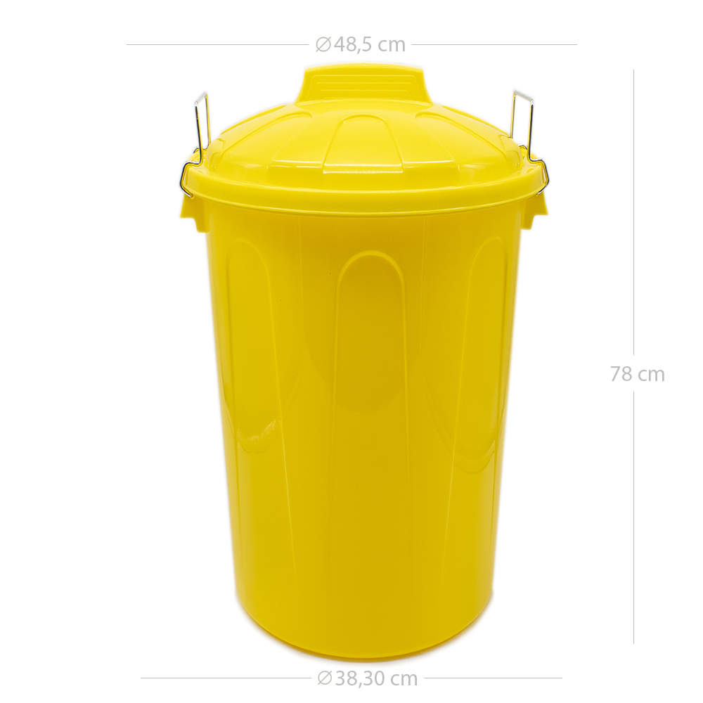 Cubo basura plastico comunidad con tapa 100 Litros Amarillo