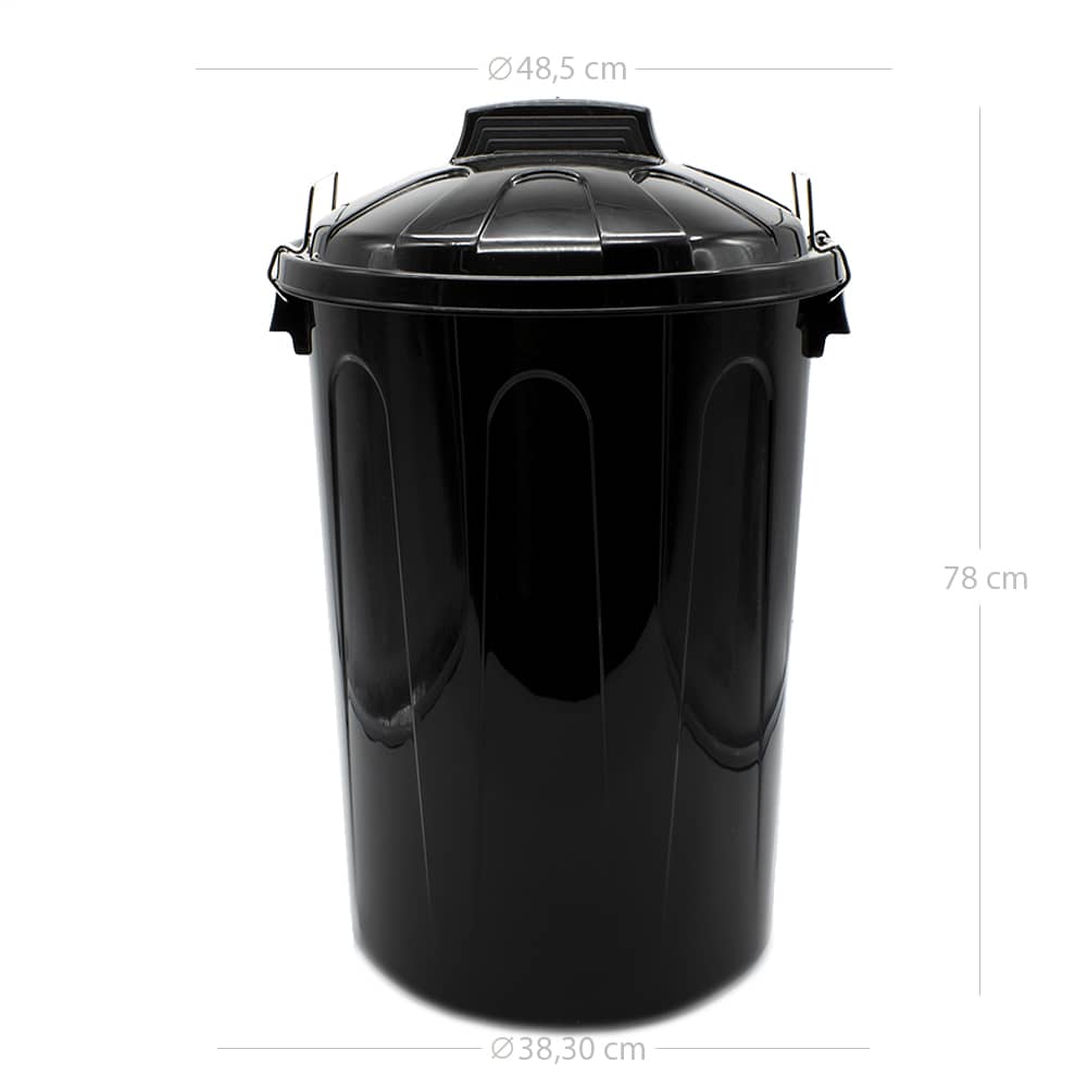 Cubo de basura Exterior 100 l (100 l, Negro, Redonda, Polipropileno)