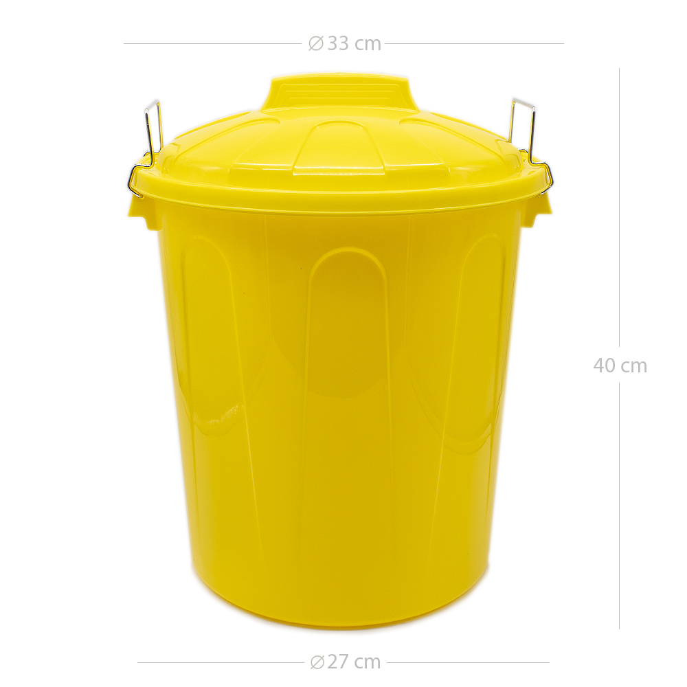 Cubo basura plastico comunidad con tapa 21 Litros Amarillo