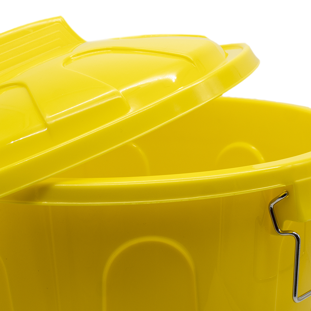 Cubo basura plastico comunidad con tapa 21 Litros Amarillo