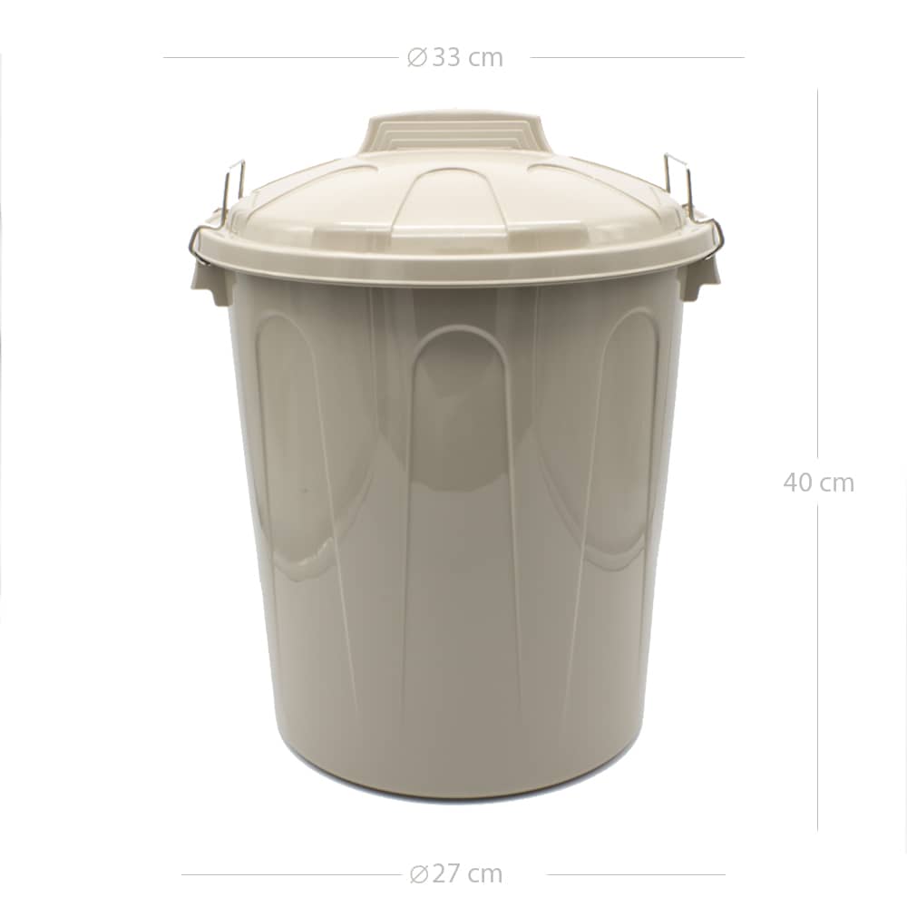 Cubo basura plastico comunidad con tapa 21 Litros Beige