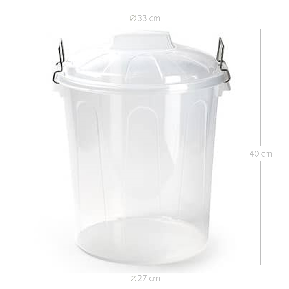 Cubo basura plastico comunidad con tapa 21 Litros Transparente