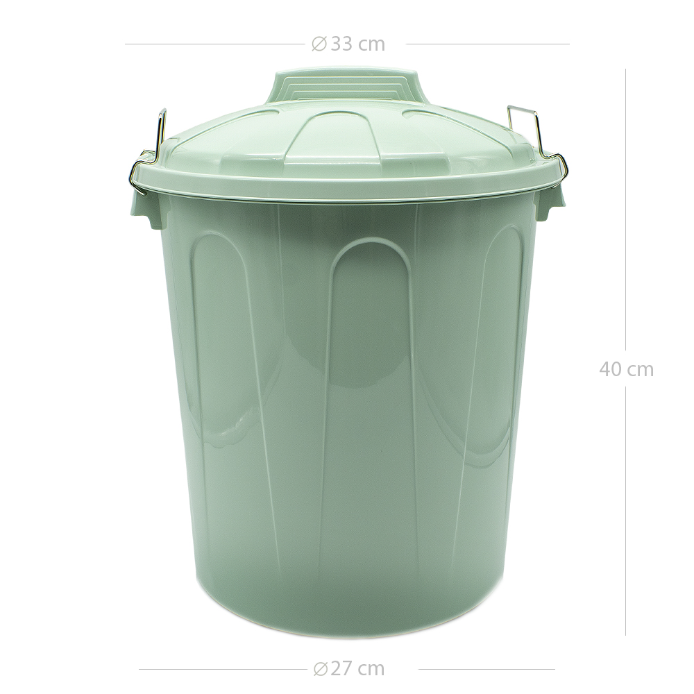 Cubo basura plastico comunidad con tapa 21 Litros Verde claro