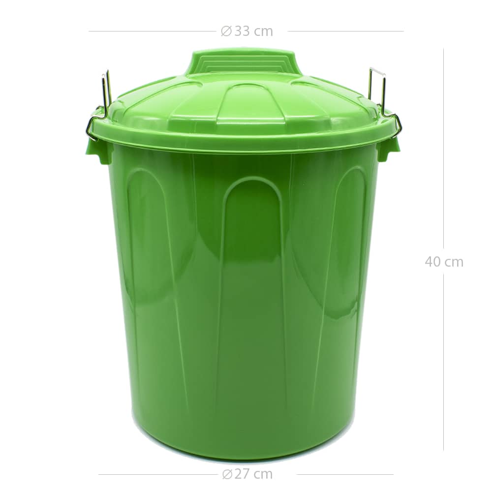 Cubo basura plastico comunidad con tapa 21 Litros Verde