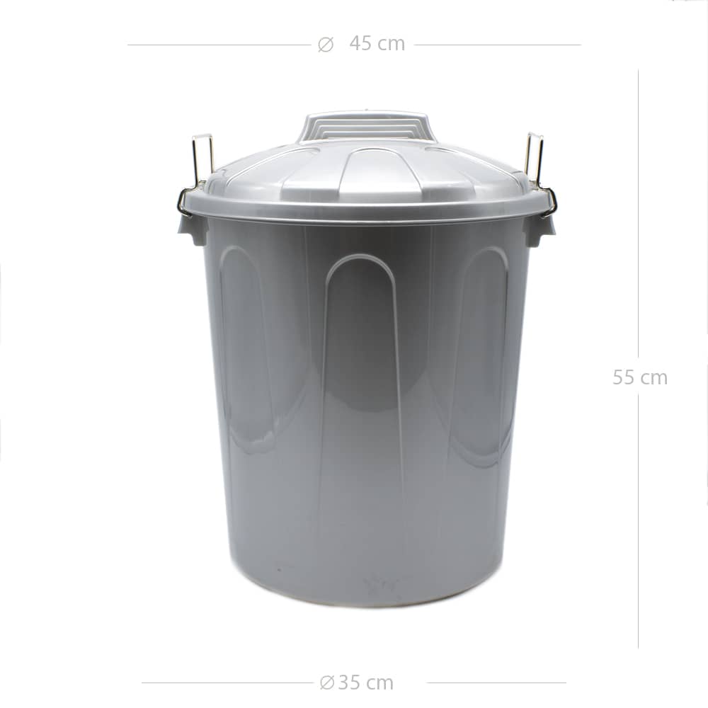 Cubo basura plastico comunidad con tapa 51 Litros Gris