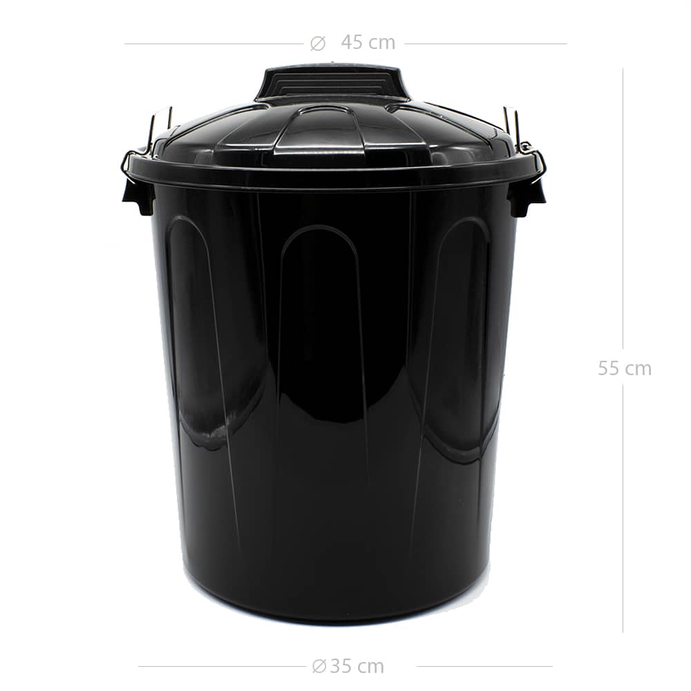Cubo basura plastico comunidad con tapa 51 Litros Negro