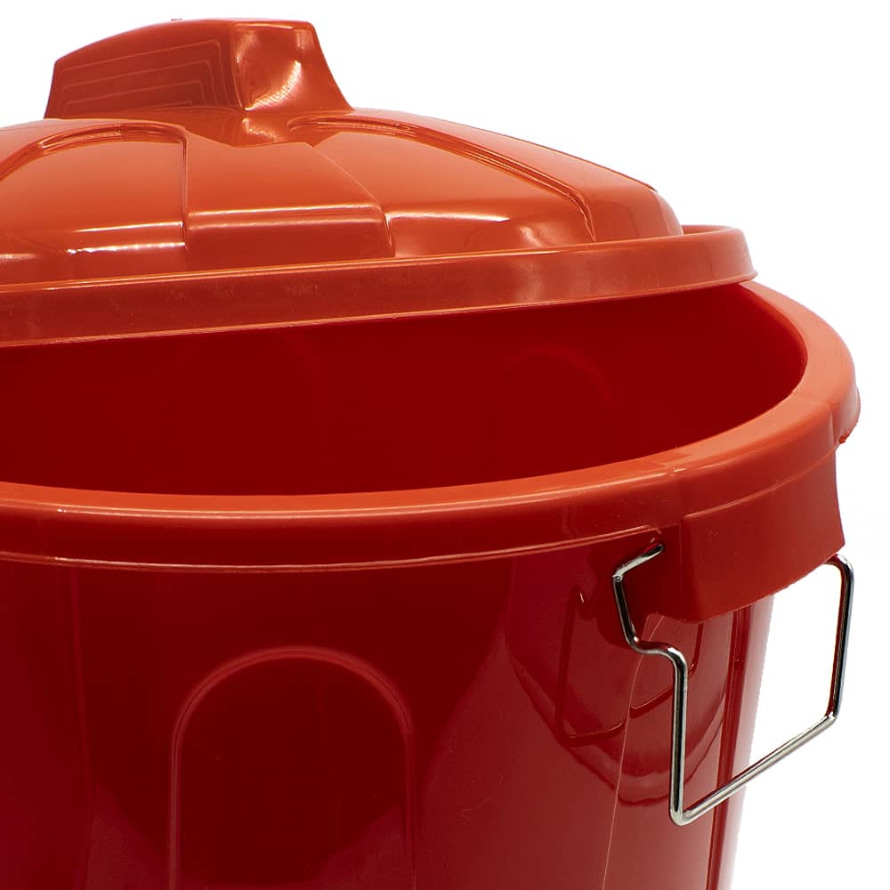 Cubo basura plastico comunidad con tapa 51 Litros Rojo