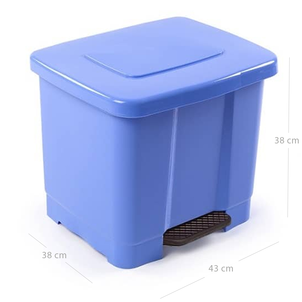Cubo basura reciclaje plastico apertura pedal 35 Litros Azul