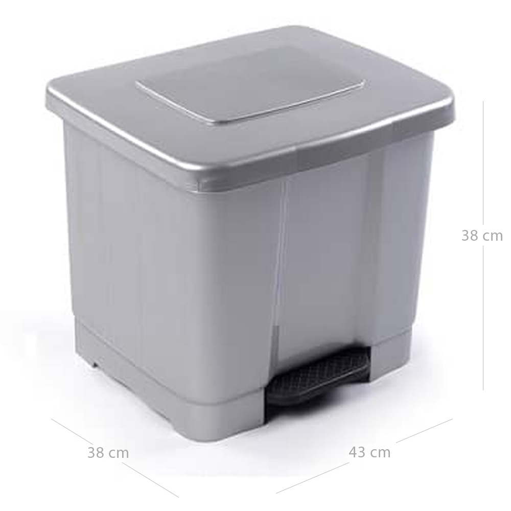 Cubo basura reciclaje plastico apertura pedal 35 Litros Gris