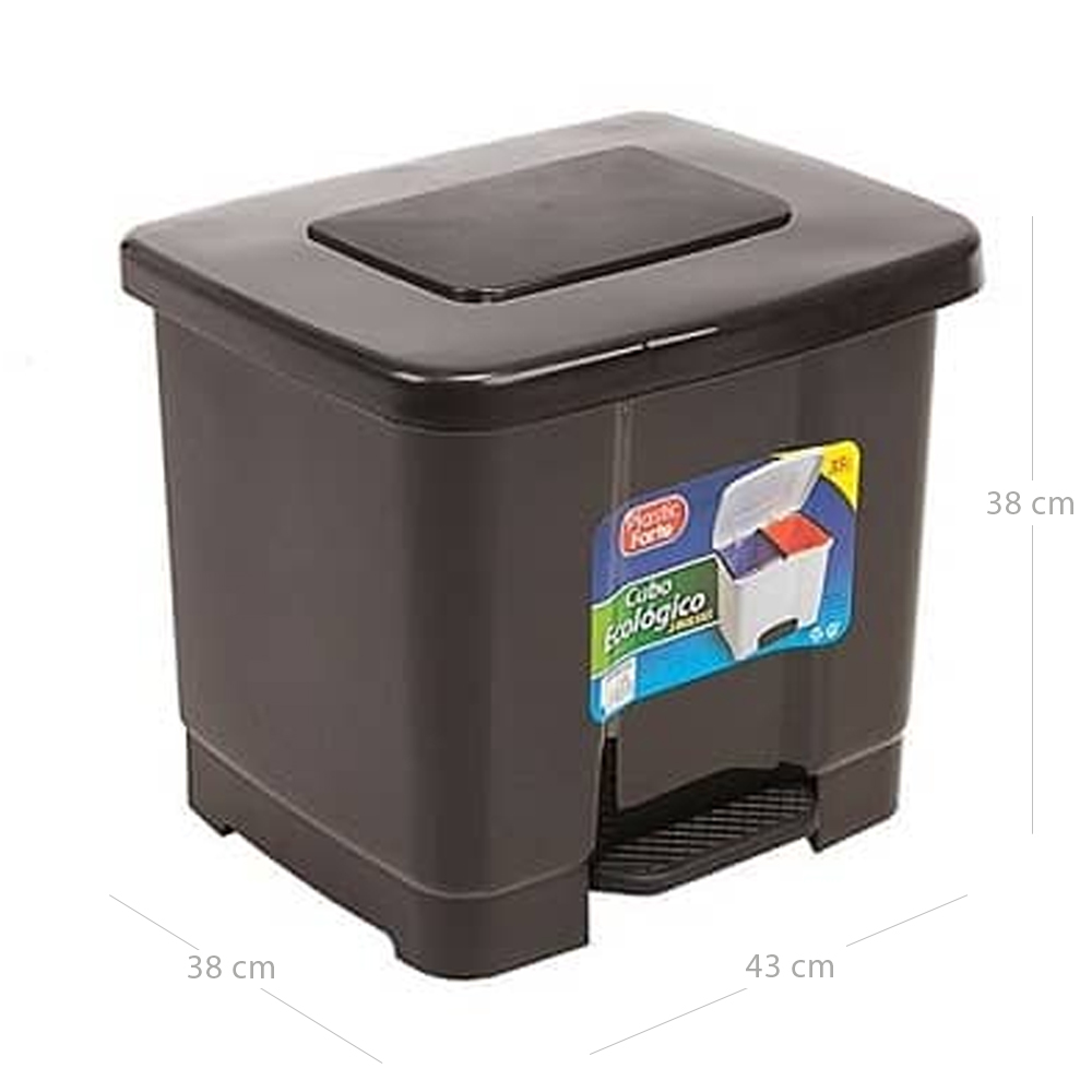 Cubo basura reciclaje plastico apertura pedal 35 Litros Negro