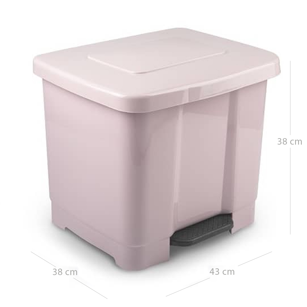 Cubo basura reciclaje plastico apertura pedal 35 Litros Rosa claro