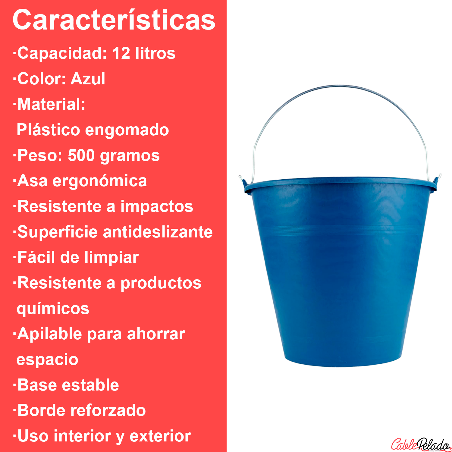 Cubo Engomado Plástico 12 Litros  Azul