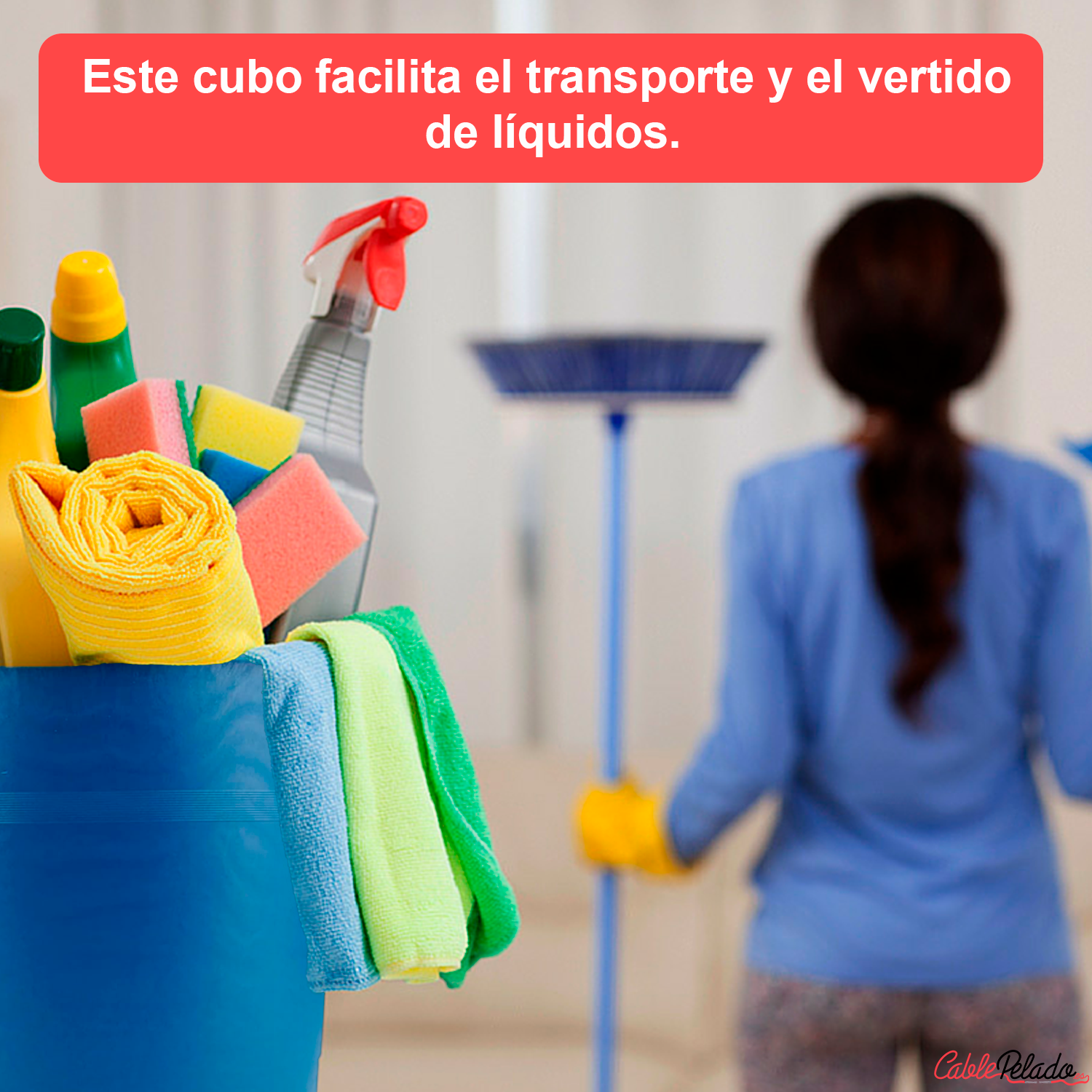 Cubo Engomado Plástico 12 Litros  Azul