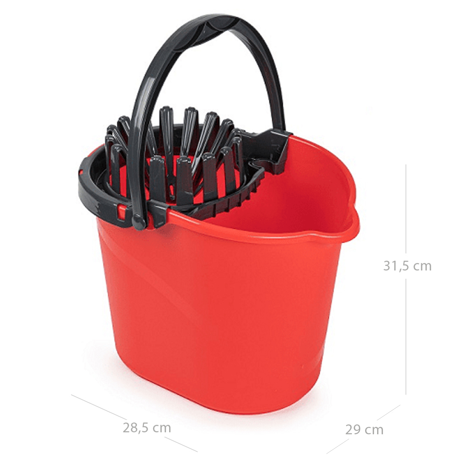 Cubo Fregona Escurrefacil menos esfuerzo para escurrir 14 Litros rojo-negro