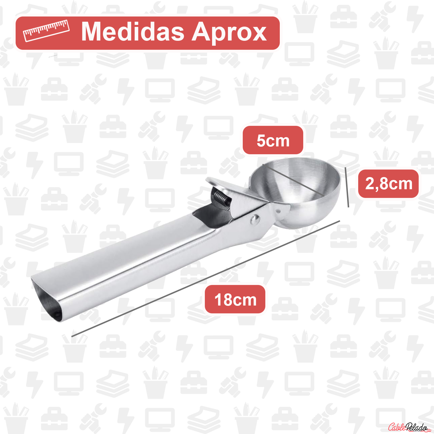 Cuchara Para Helado De Acero Inoxidable 6 cm Plateado