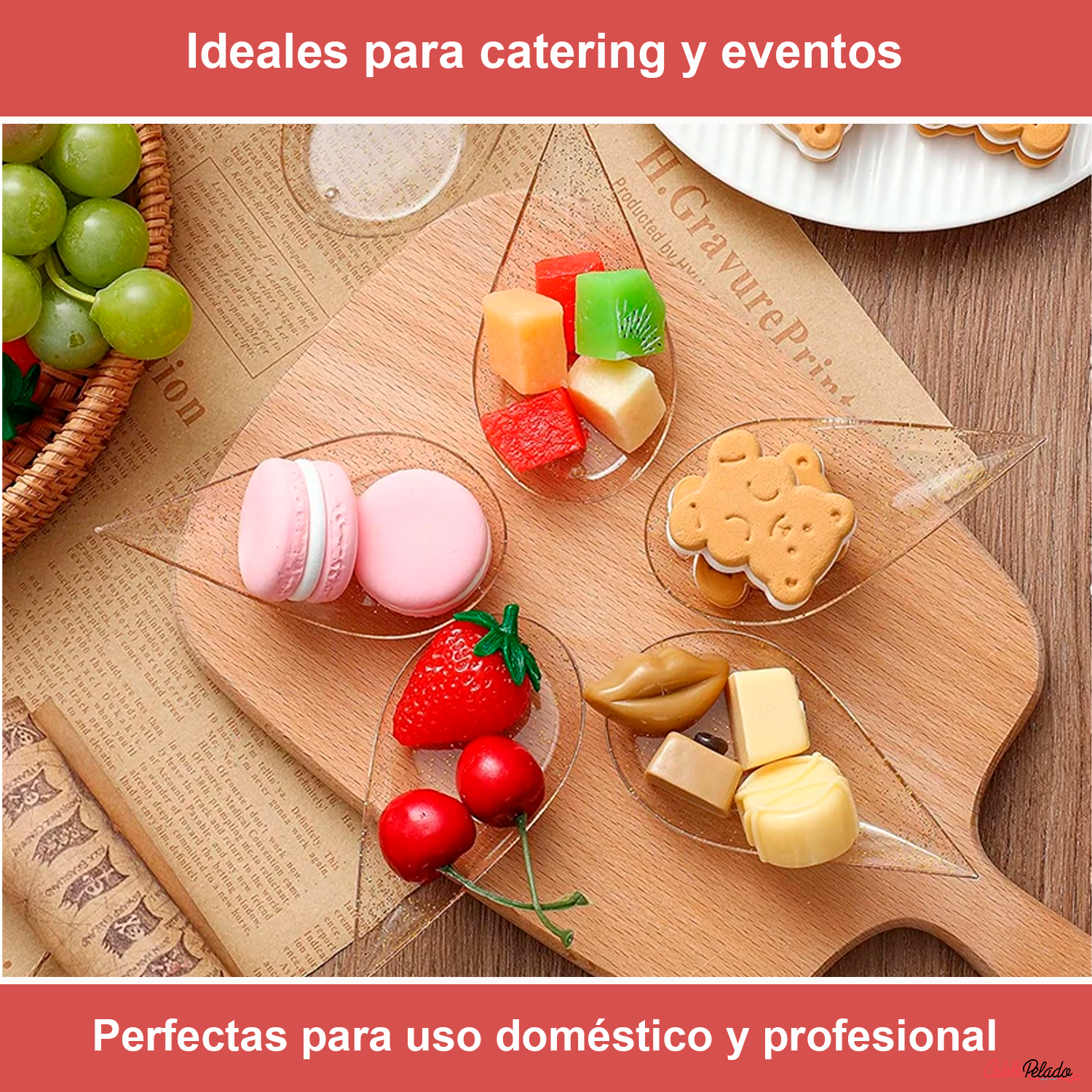 Cucharas Catering Plástico Reciclable (Pack 8 unidades)  Transparente