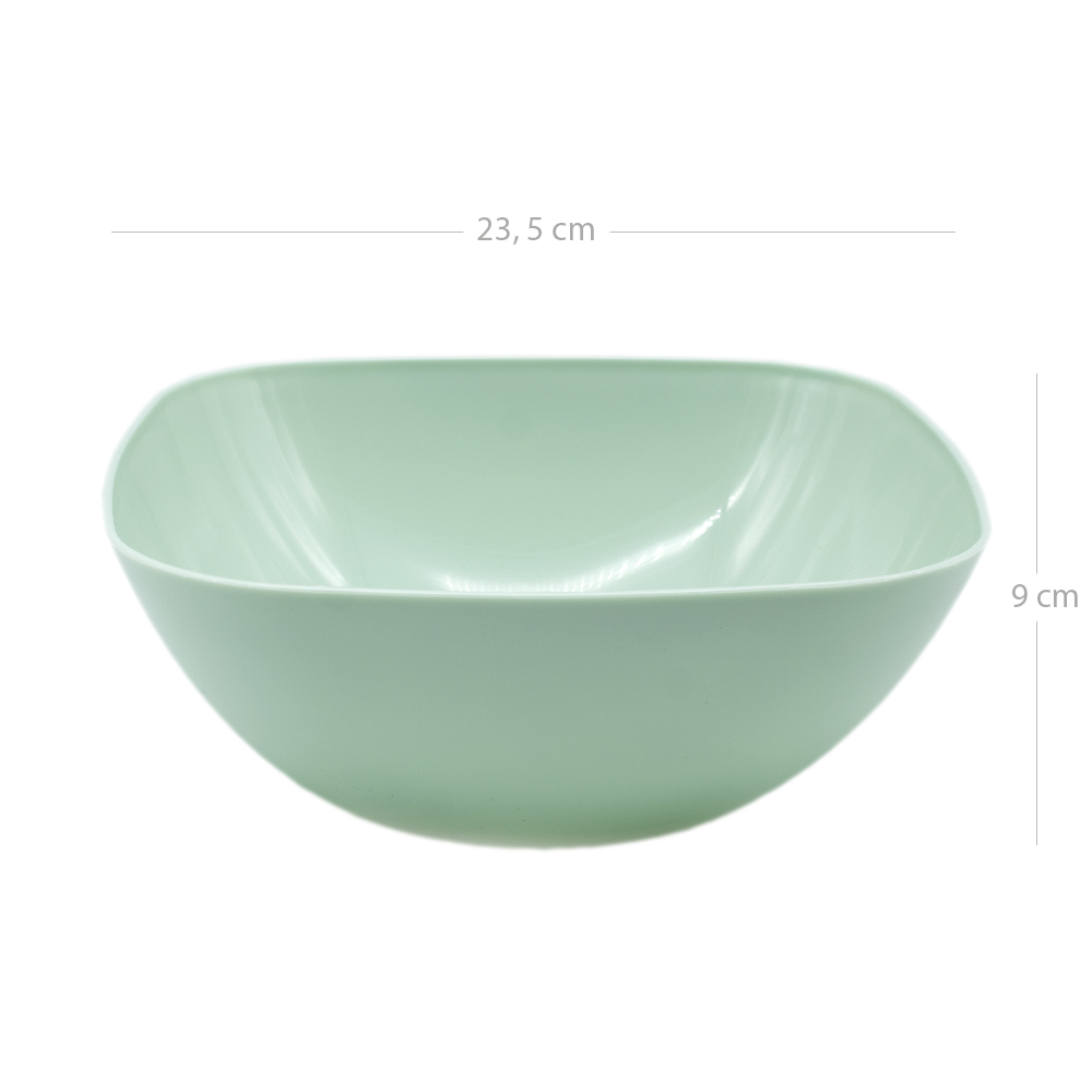 Cuenco de plastico cuadrado para comida Bol 2.7 Litros Verde claro