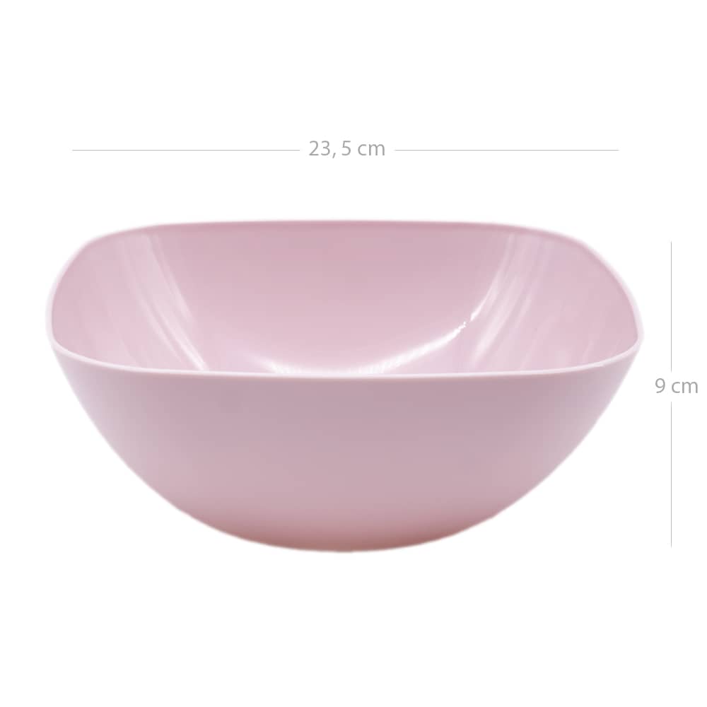 Cuenco de plastico cuadrado para comida Bol 2.7 Litros Rosa claro