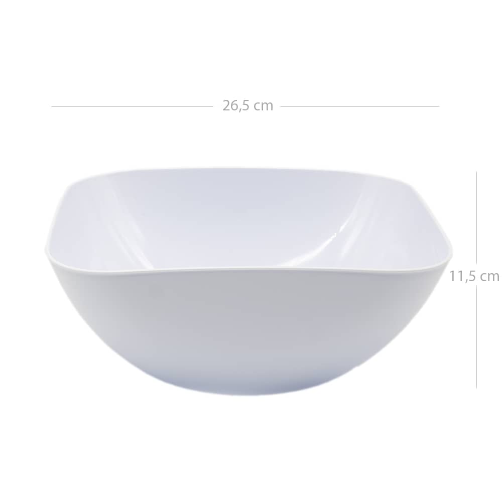 Cuenco de plastico cuadrado para comida Bol 4.8 Litros Blanco