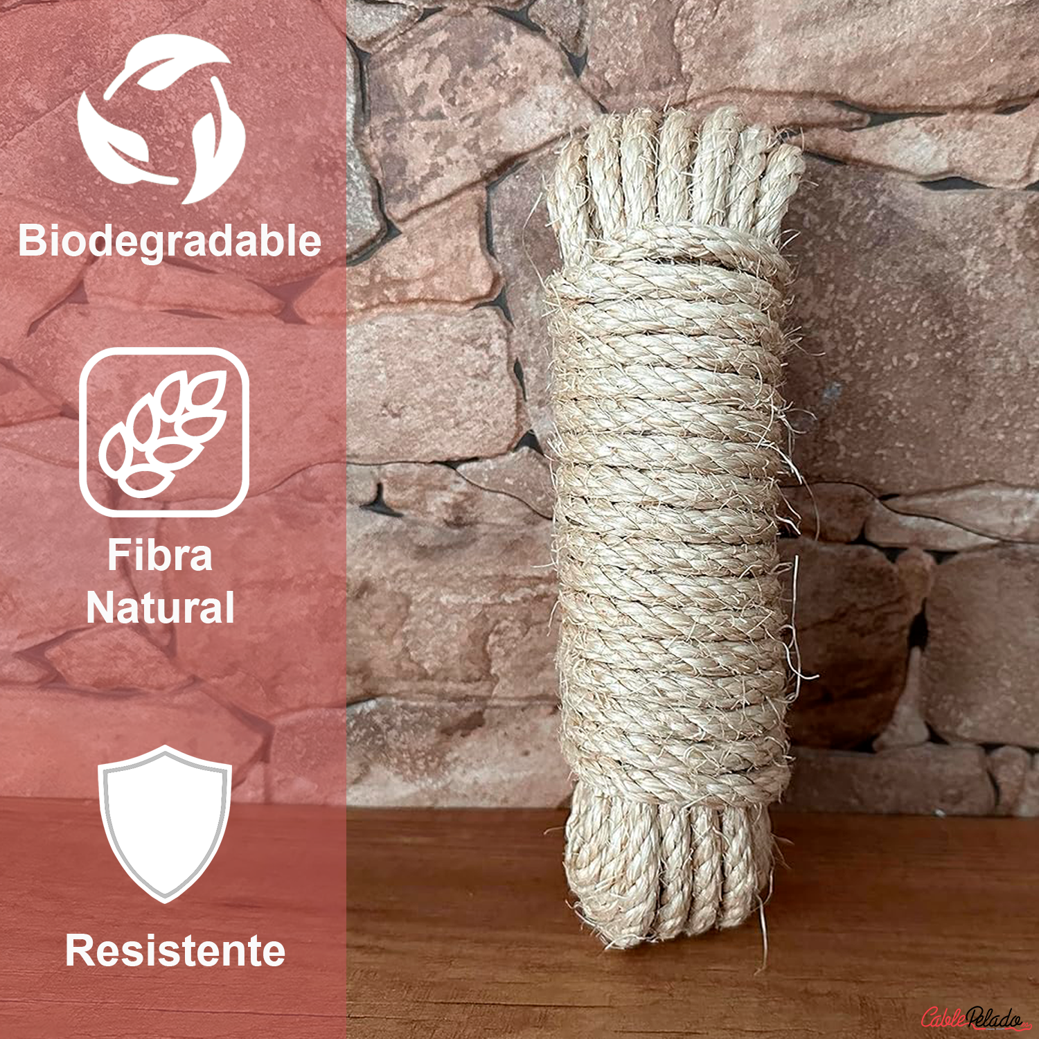 Cuerda Fibra Natural 6mm 10 m  Beige
