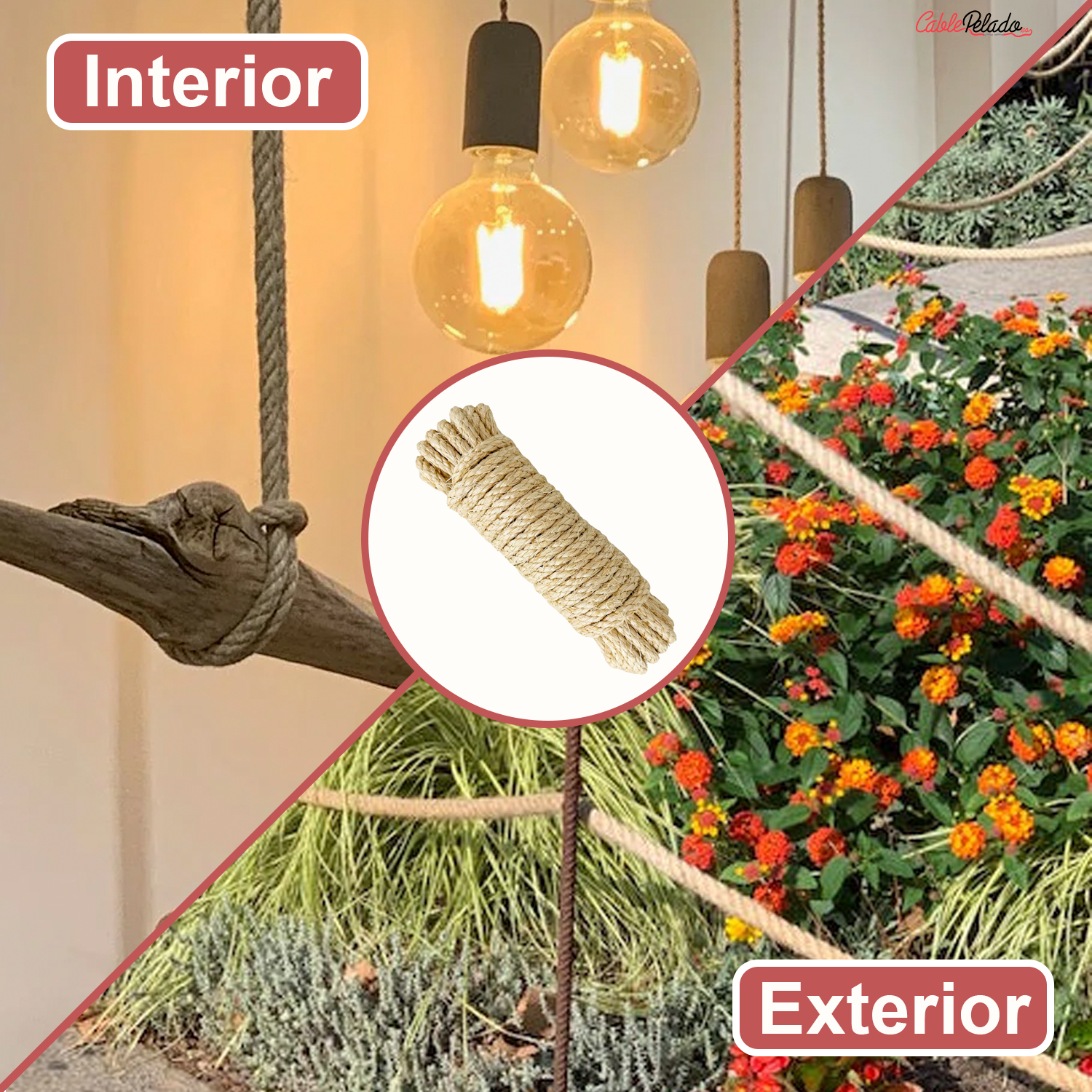 Cuerda Fibra Natural 6mm 10 m  Beige