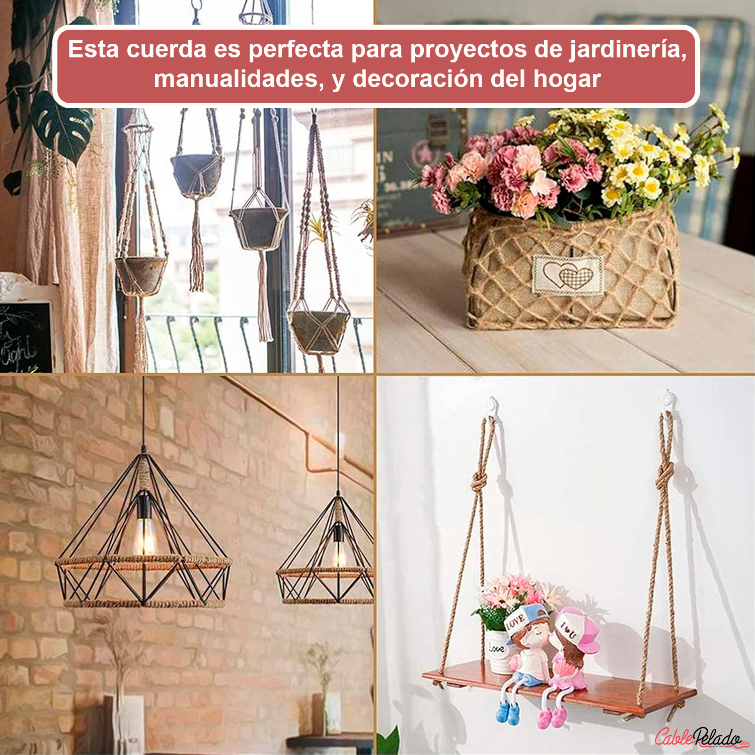 Cuerda Fibra Natural 6mm 10 m  Beige
