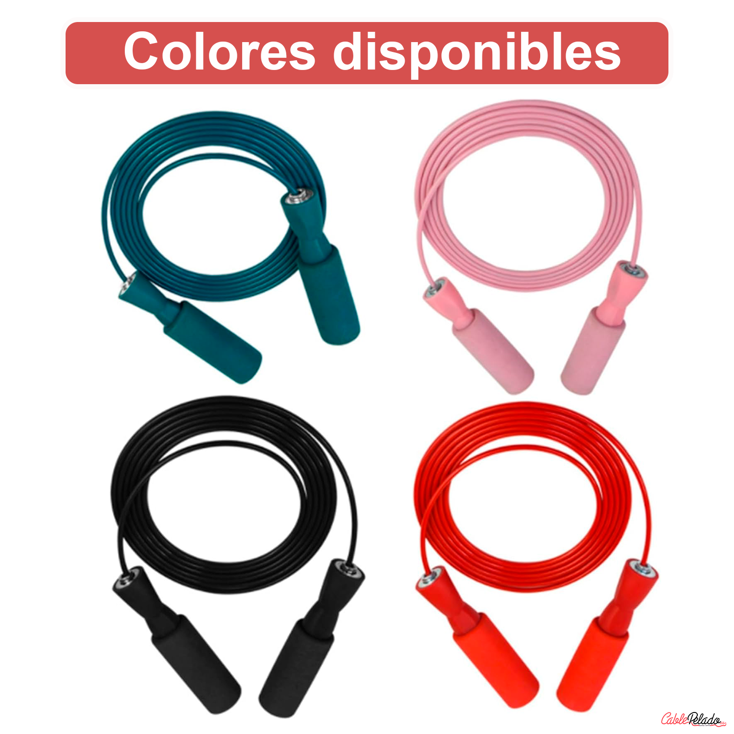 Cuerda Para Saltar, Comba Con Mango Antideslizante 2.8 Metros  Rojo