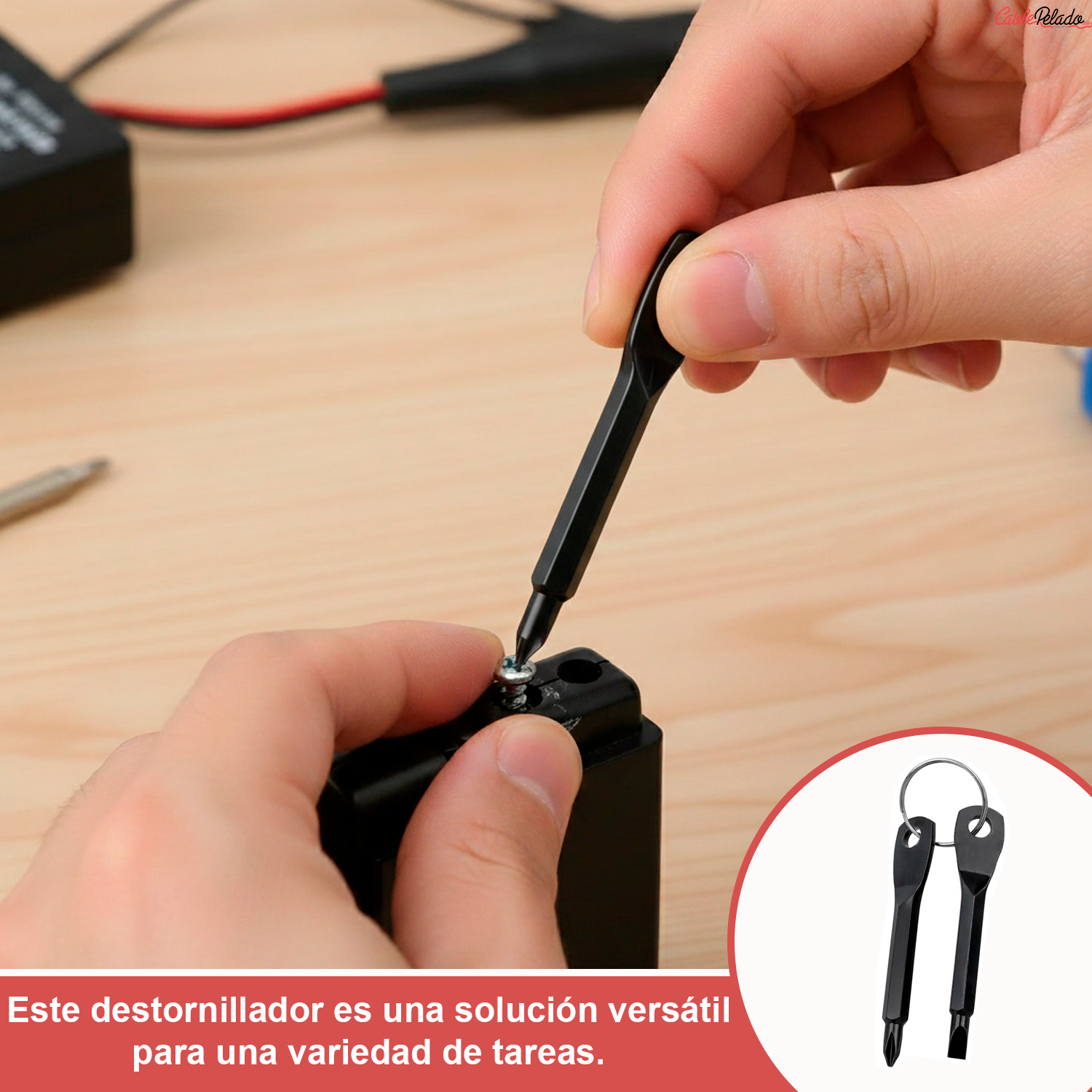 Destornillador En Llavero De Bolsillo  Negro