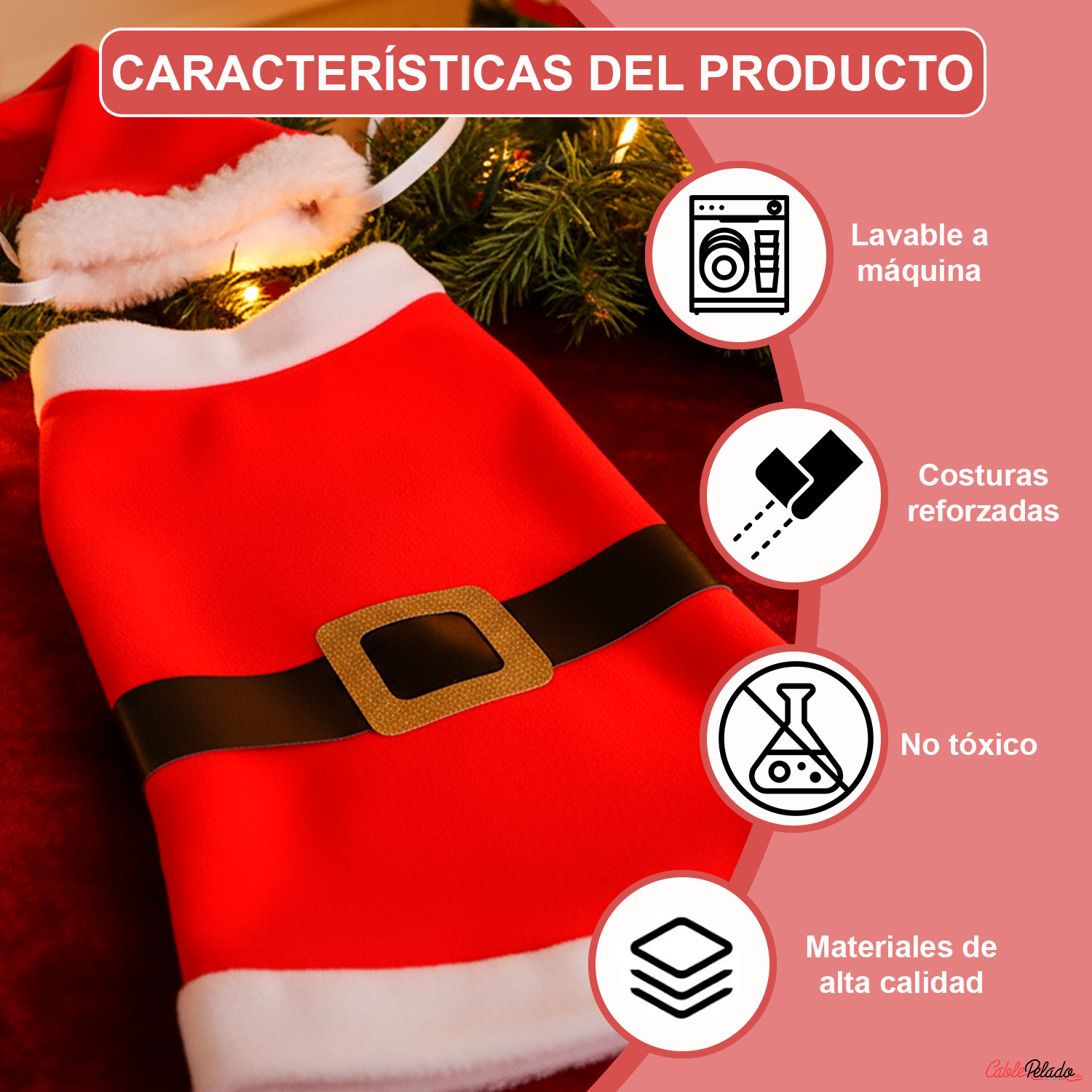 Disfraz Santa Claus Para Perro  Rojo-Blanco