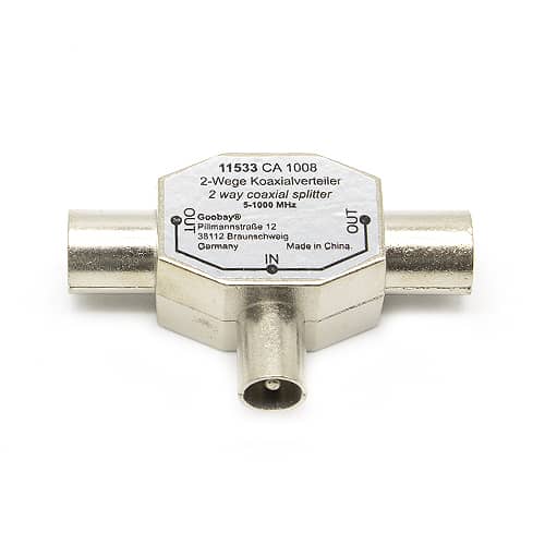 Divisor coaxial en T macho  Gris