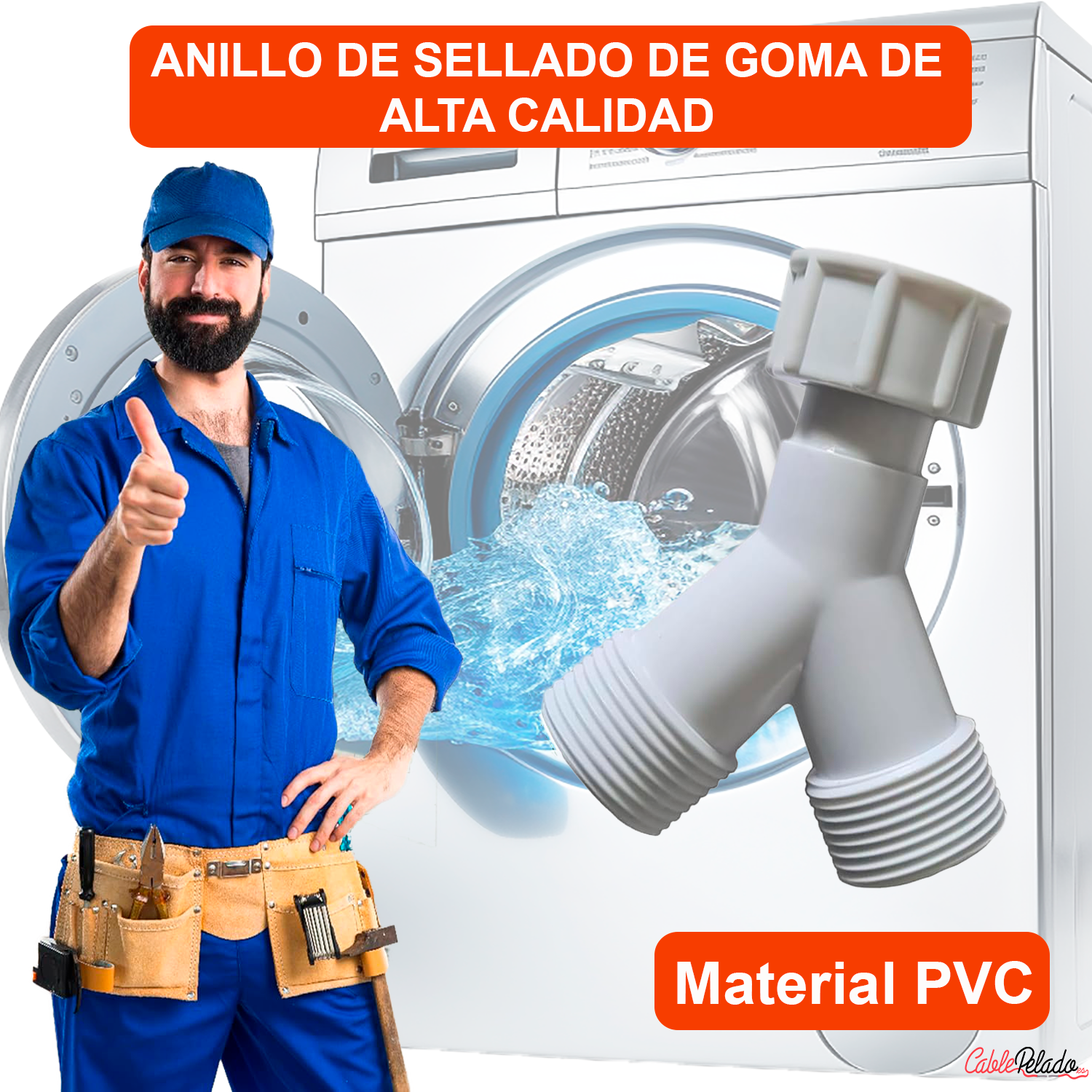 Doble Adaptador En Y Desague Para Lavavajilla O Lavadora Rosca 3/4  Blanco