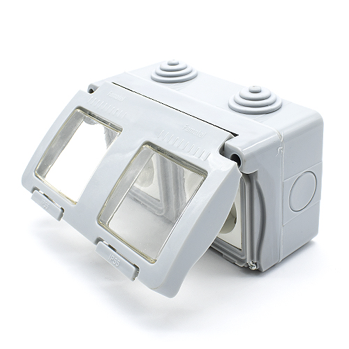 Doble base enchufe estanco 16A IP55  Blanco