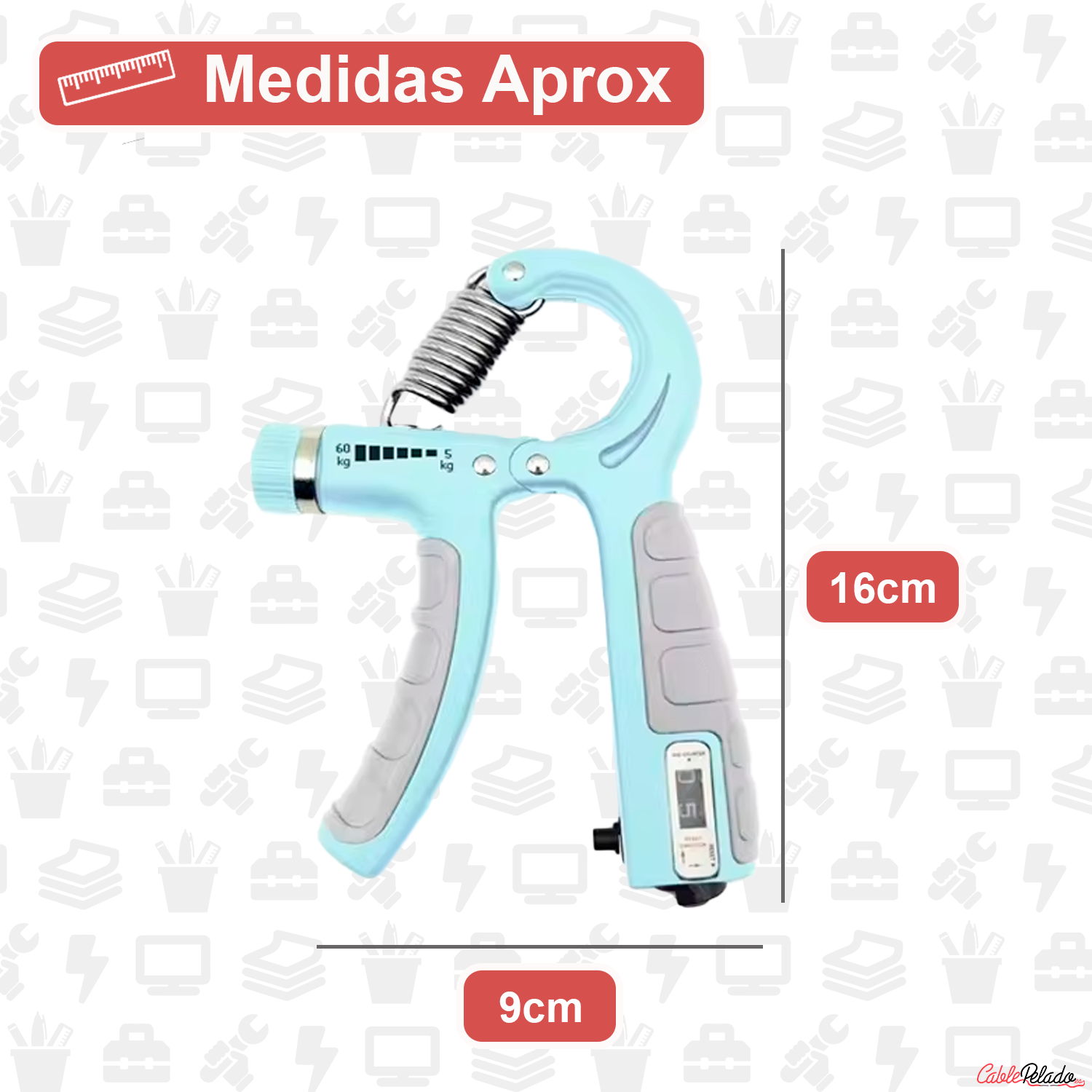 Ejercitador de Mano Ajustable con Medidor Digital y Contador