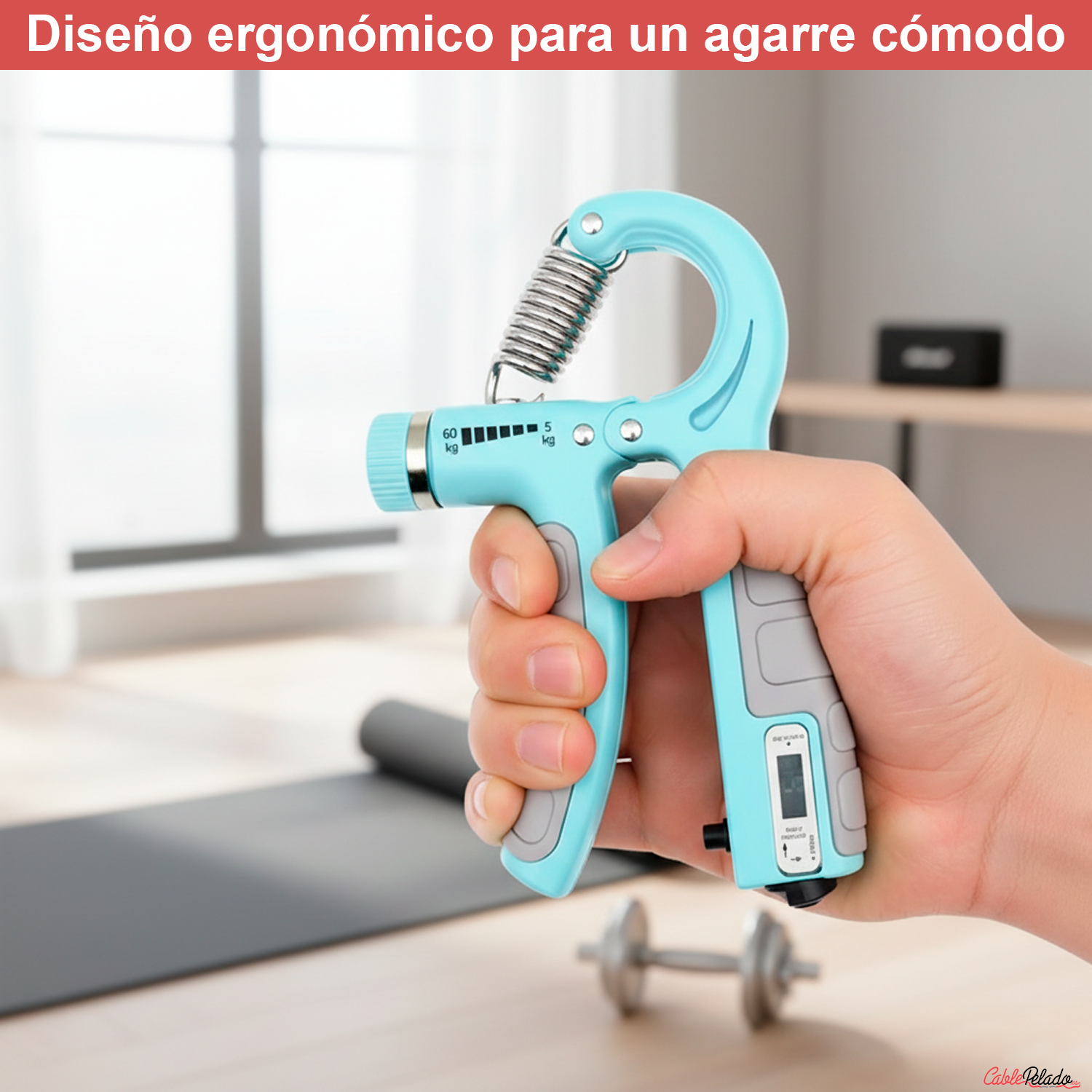 Ejercitador de Mano Ajustable con Medidor Digital y Contador