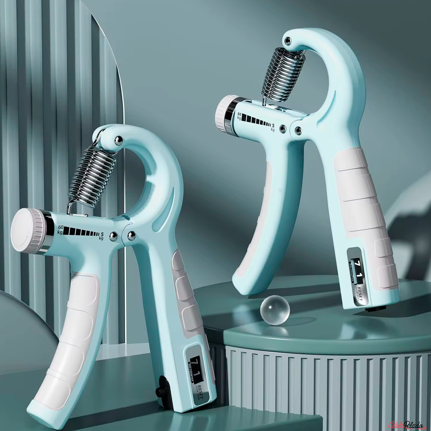 Ejercitador de Mano Ajustable con Medidor Digital y Contador