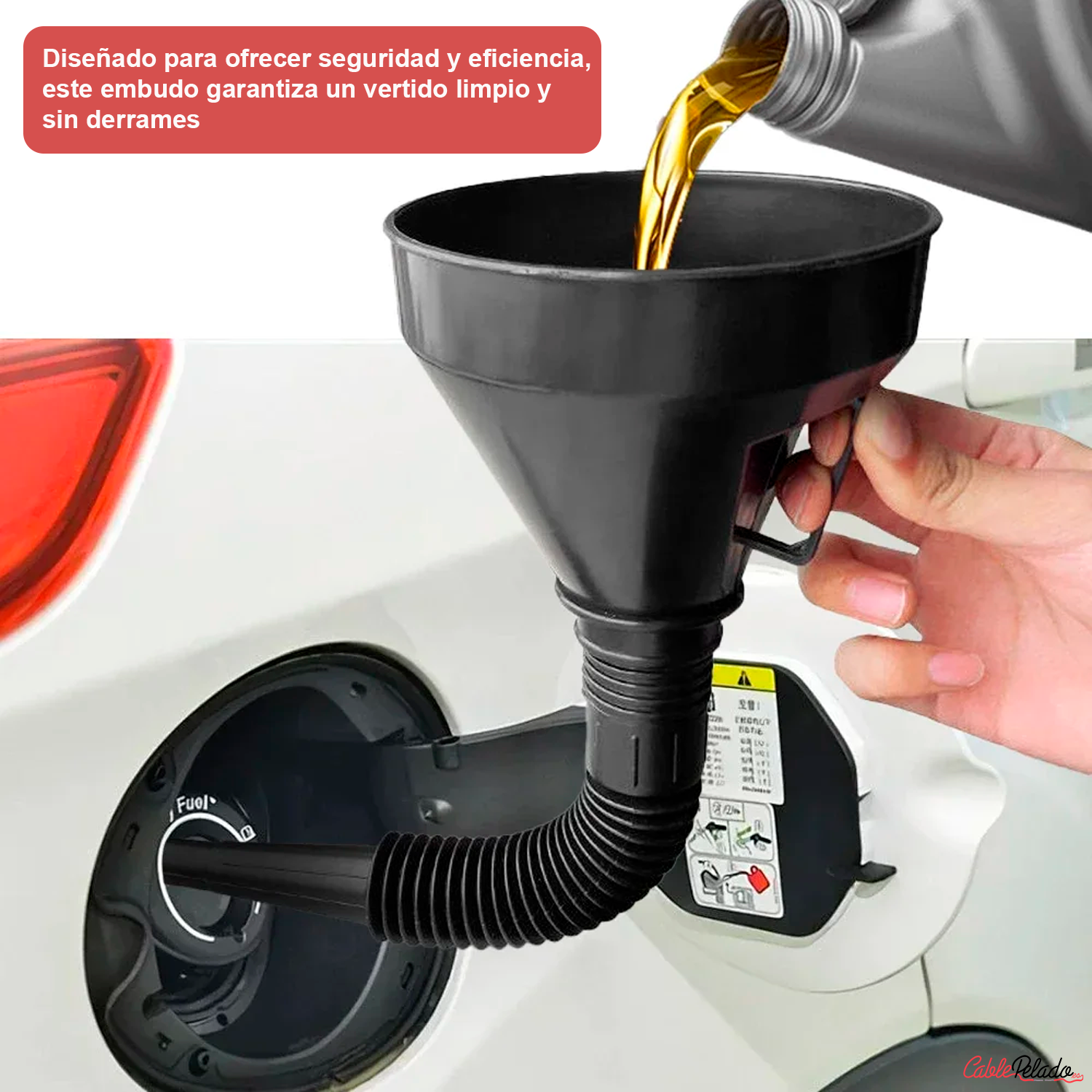 Embudo De Plástico Para Combustible Con Filtro  Negro