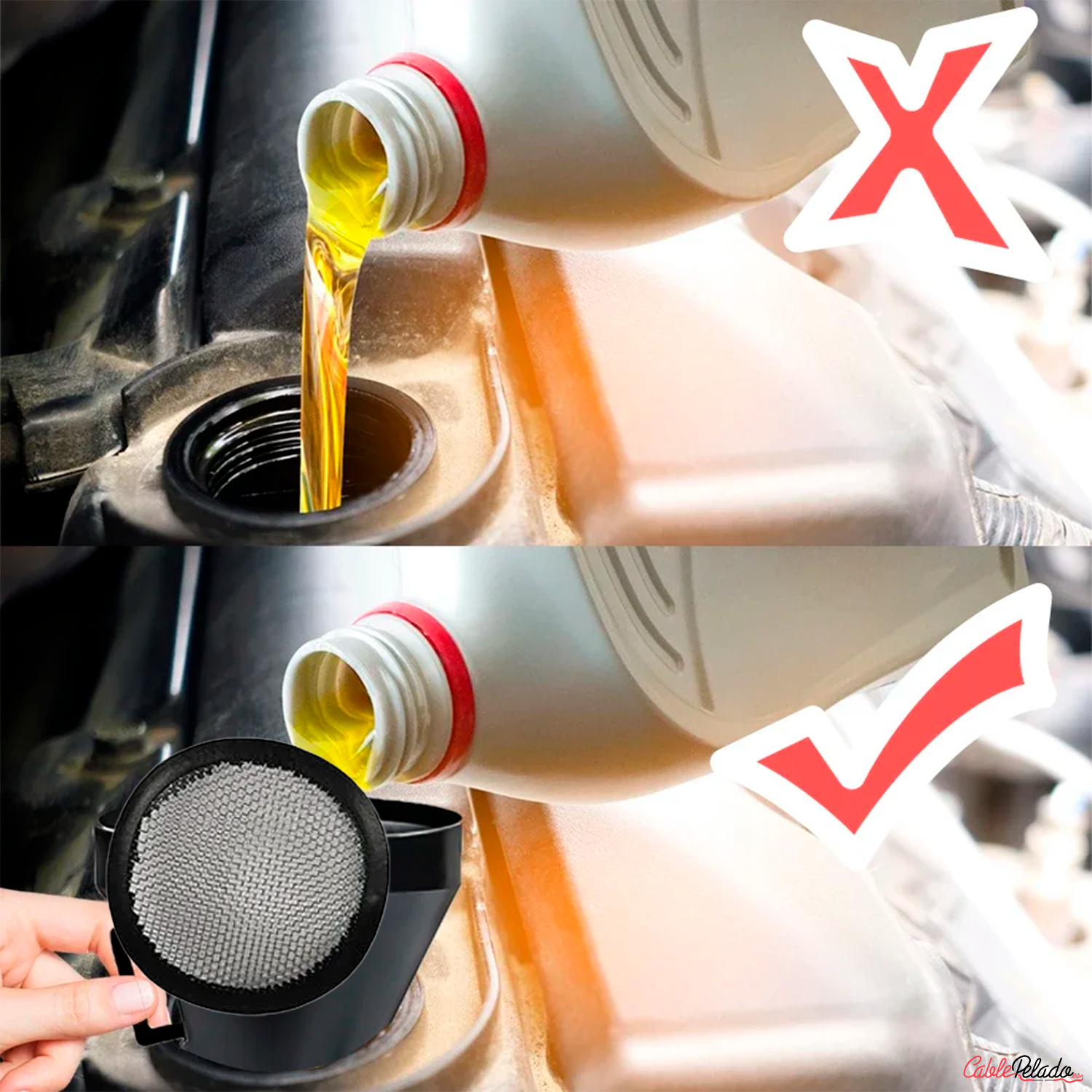 Embudo De Plástico Para Combustible Con Filtro  Negro