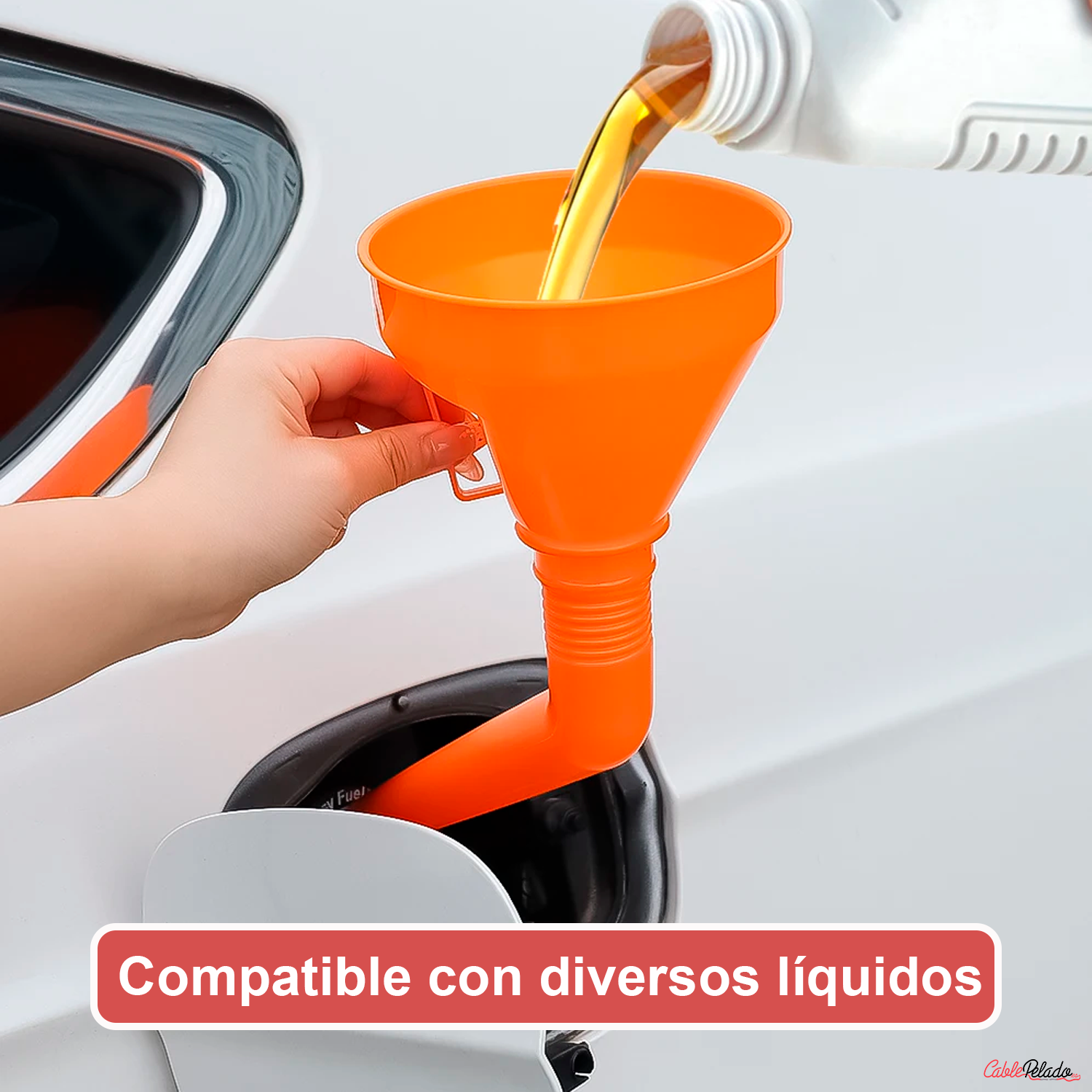 Embudo De Plástico Para Combustible Con Filtro v2  Negro