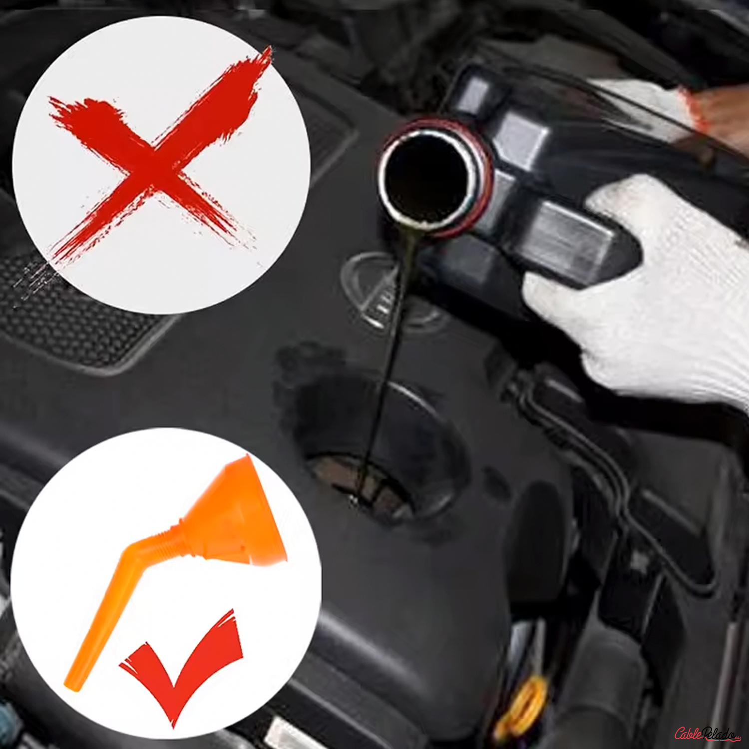 Embudo De Plástico Para Combustible Con Filtro v2  Negro