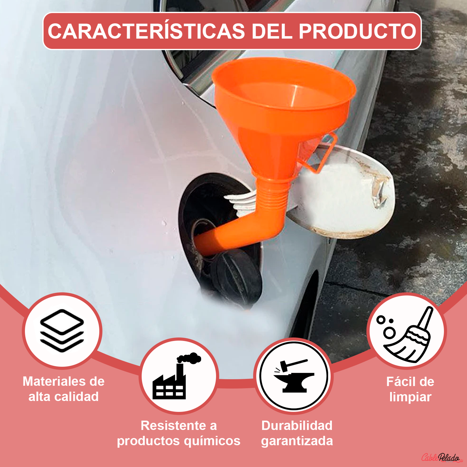 Embudo De Plástico Para Combustible Con Filtro v2  Negro