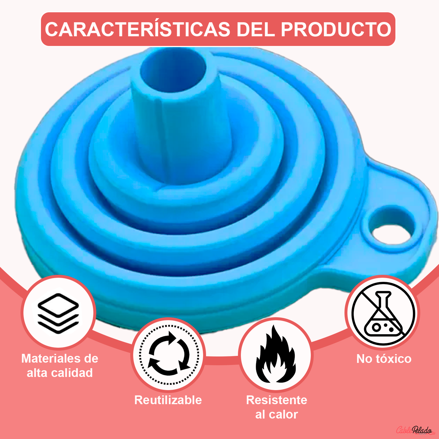 Embudo De Silicona Universal Para Líquidos De Automóvil  Azul
