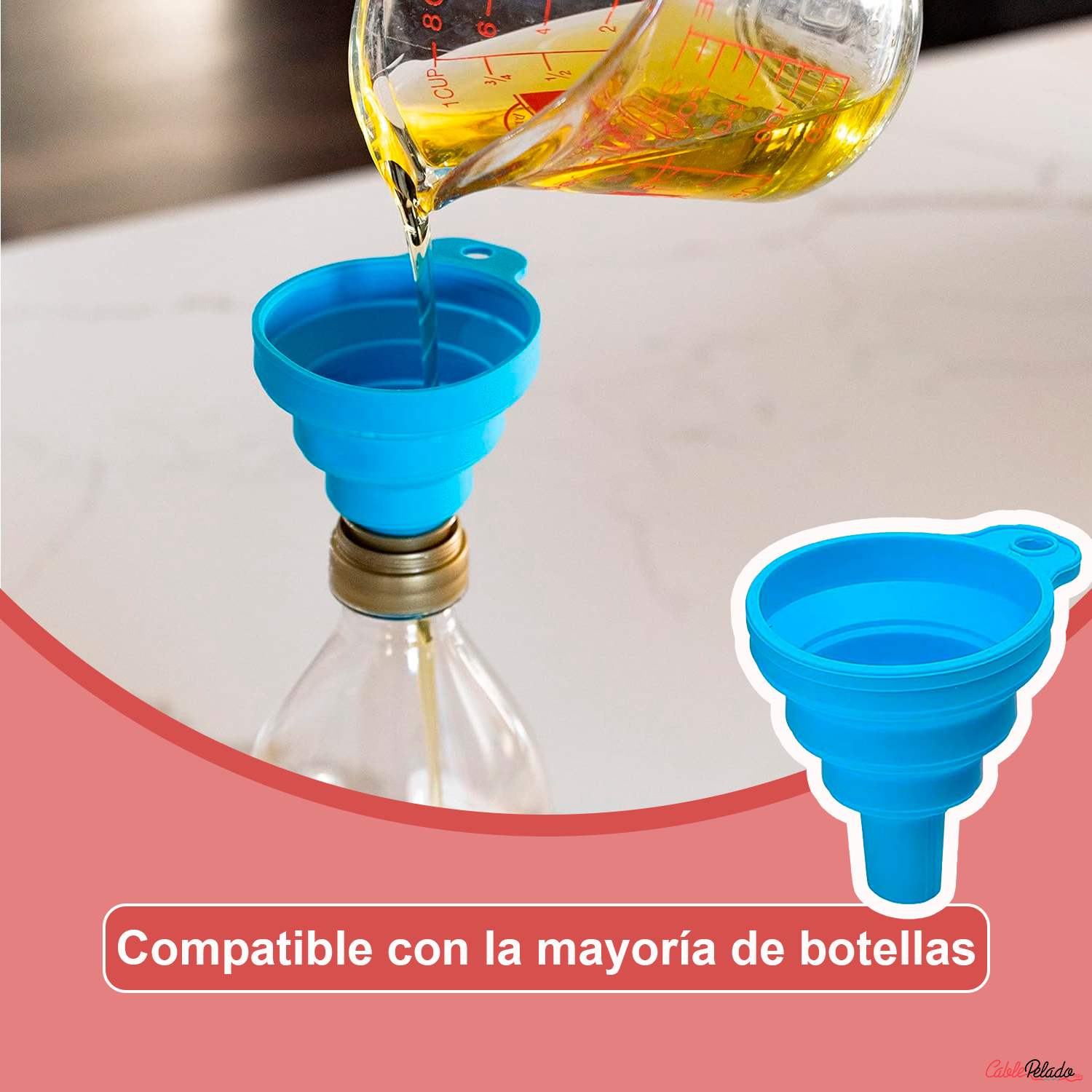 Embudo De Silicona Universal Para Líquidos De Automóvil  Azul